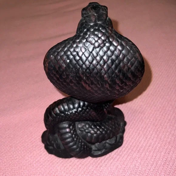 Vintage 1998 DHM King Cobra Snake Figurine Statue Black Coiled 90s Collectible - Picture 2 of 5